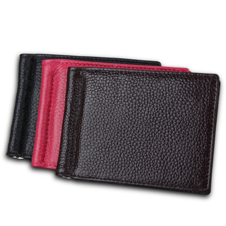 Cowhide Leather Litchi Texture Card Holder Wallet RFID Blocking Coin Purse Card Bag Protect Case with 6 Card Slots, Size: 110*82*8mm(Magenta) by bashfashion
