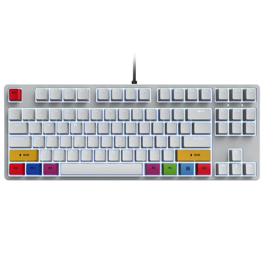 HXSJ L600 87 Keys USB-C / Type-C Wired Red Shaft Mechanical Keyboard with Cool Backlight(White) by HXSJ