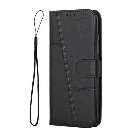 For OPPO A16/A16S/A54S/A55 5G/A53S 5G Stitching Calf Texture Buckle Leather Phone Case(Black) by bashfashion
