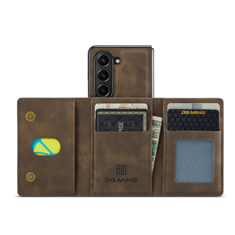 For Samsung Galaxy Z Fold5 DG.MING M2 Series 3-Fold Multi Card Bag + Magnetic Phone Case(Coffee) by DG.MING