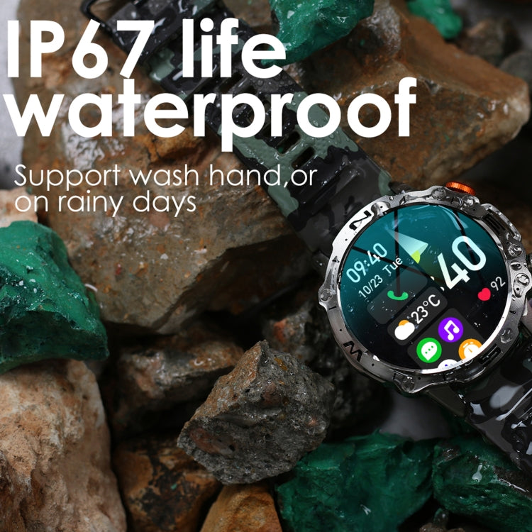 K59 IP67 BT5.0 1.43inch Smart Watch Support Voice Call / Sleep Detection(Camo Green) by bashfashion