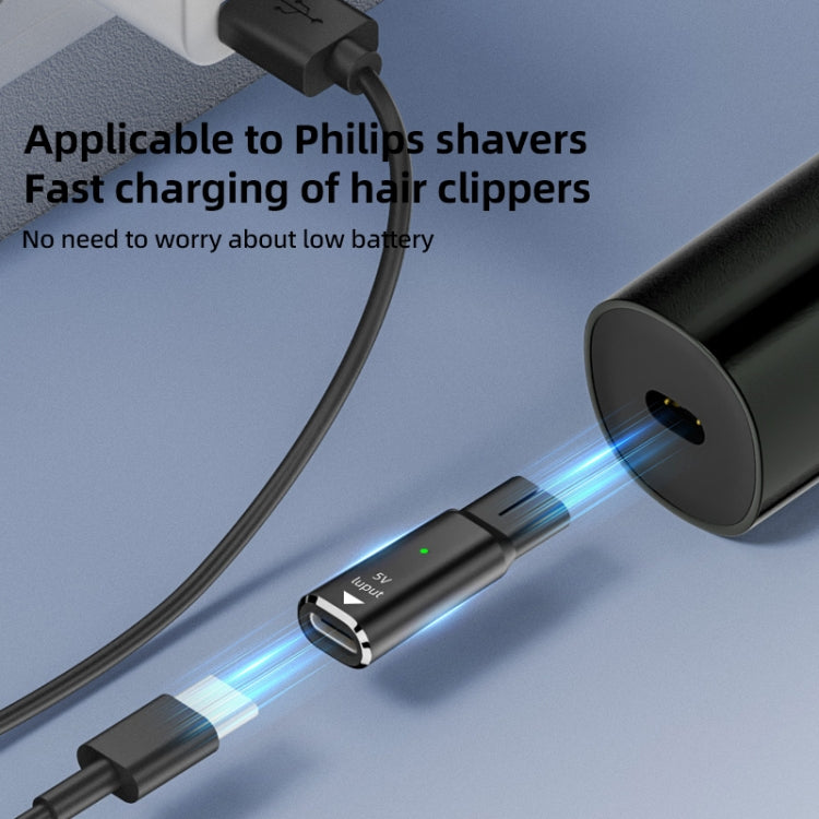 Shaver / Clipper Charging Adapter for Philips, Interface:Type-C to 8V Oval(Black) by bashfashion