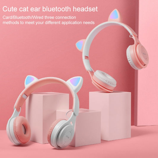 M6 Luminous Cat Ears Pure-color Foldable Bluetooth Headset with 3.5mm Jack & TF Card Slot (Black) by bashfashion