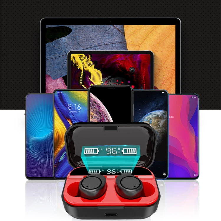 X5 TWS Bluetooth V5.0 Wireless Stereo Headset with Charging Case and Digital Display, Support Intelligent Pairing(Black Red) by bashfashion