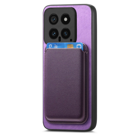 For Xiaomi Redmi 12 Retro Magsafe Card Bag PU Back Cover Phone Case(Purple) by bashfashion