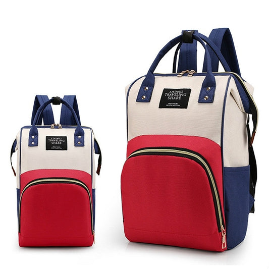 Mummy Bag Large Capacity Multifunctional Backpack Waterproof Baby Bottle Diaper Bag(Red Beige Blue) by bashfashion