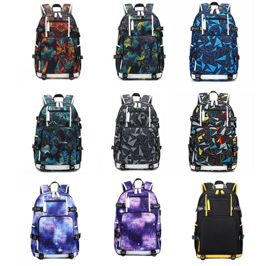 6101-4 Thermal Transfer Casual Backpack Simple Student Schoolbag(Triangular Blue) by bashfashion