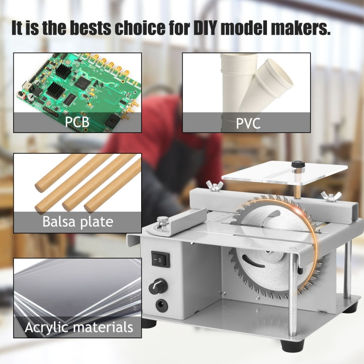 150W Miniature Precision Table Saw Mini Chainsaw Portable Woodworking Sliding Table Saw Multifunctional Cutting Machine, EU Plug by bashfashion