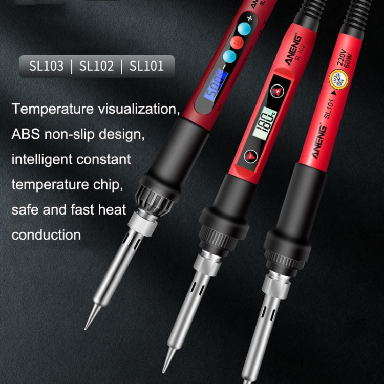 ANENG SL103 18pcs/set Intelligent Digital Display Temperature Adjustment Household Constant Temperature Soldering Iron Set 60W Internal Heat Welding Tool Kit(EU Plug) by ANENG