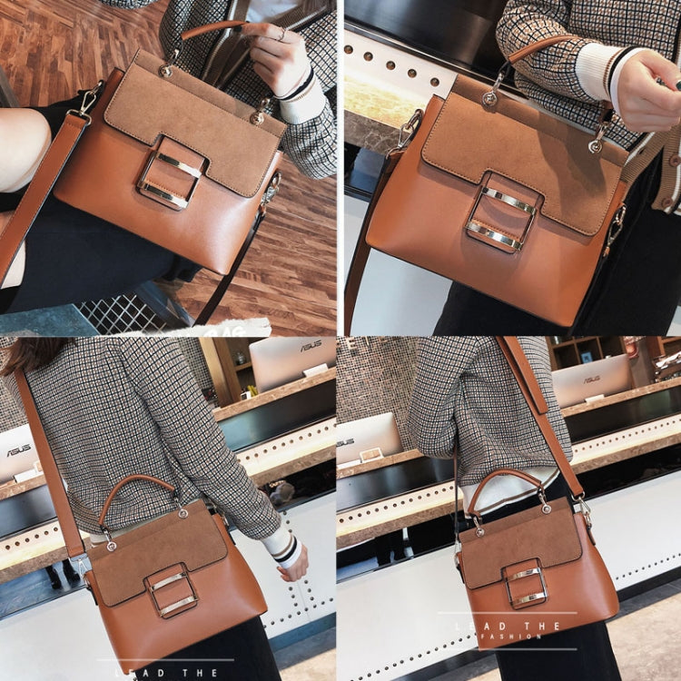 Women Frosted Wide Shoulder Strap Crossbody Square Bag Tote Single Shoulder Bag(Black) by bashfashion