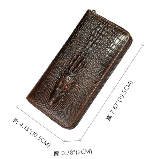 Mens Long Business Wallet Crocodile Pattern Multi Cards Clutch Bag(Coffee) by bashfashion