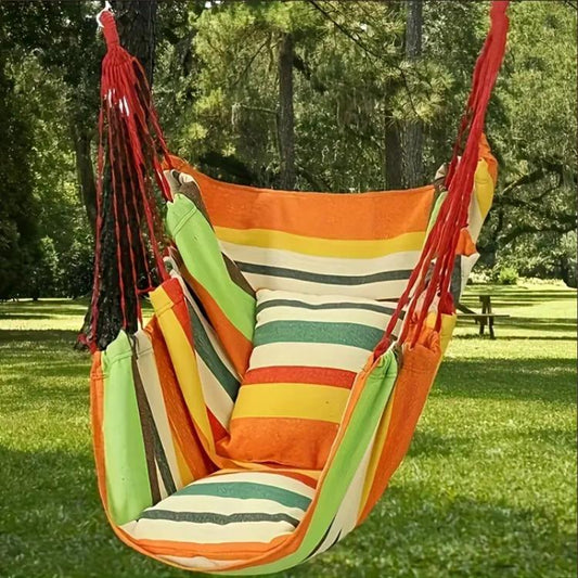 Outdoor Hammock Hanging Chair Fabric Swing Without Pillow And Cushion(Yellow) by bashfashion