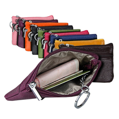 Cowhide Leather Zipper Solid Color Horizontal Card Holder Wallet RFID Blocking Coin Purse Card Bag Protect Case, Size: 11.4*7.4cm(Wine Red) by bashfashion