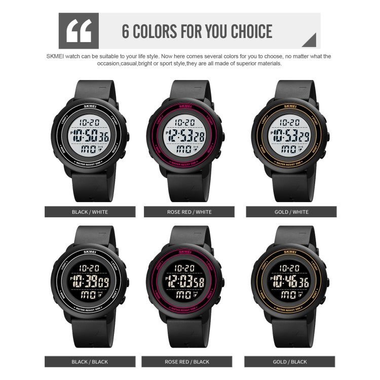 SKMEI 1736 Triplicate Round Dial Timing LED Digital Display Luminous Electronic Watch(Black and White) by SKMEI