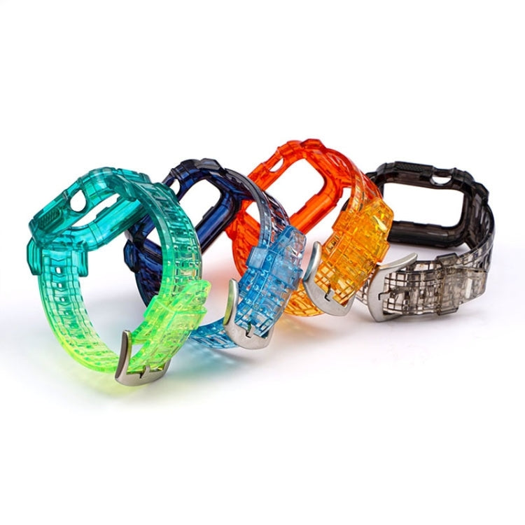 Gradient TPU Integrated Case Strap For Apple Watch Series 9 / 8 / 7 45mm / 6 / 5 / 4 / Watch SE 44mm / Watch 42mm(Rainbow Of Colours. - Silver Clasp) by bashfashion