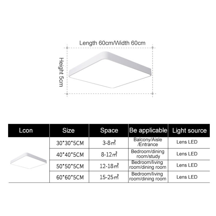 Macaron LED Square Ceiling Lamp, White Light, Size:30cm(Blue) by bashfashion