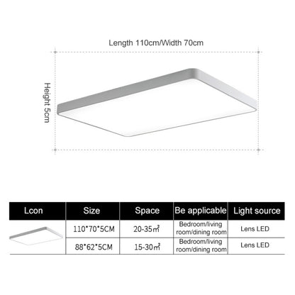 Macaron LED Rectangle Ceiling Lamp, 3-Colors Light, Size:88x62cm(Grey) by bashfashion