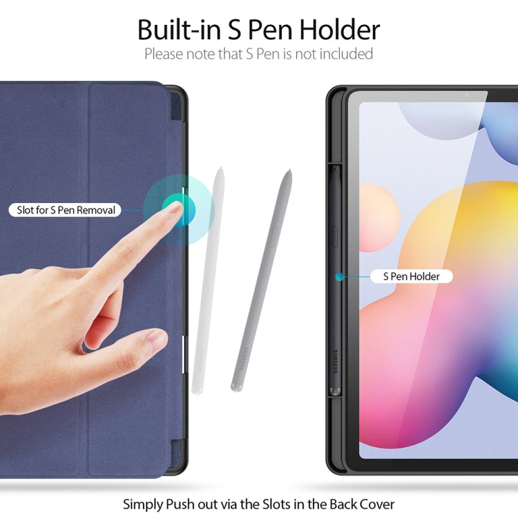 For Galaxy Tab S6 Lite 10.4 inch / S6 Lite 2024 DUX DUCIS Domo Series Horizontal Flip Magnetic PU Leather Case with Three-folding Holder & Pen Slot & Sleep / Wake-up Function(Blue) by DUX DUCIS