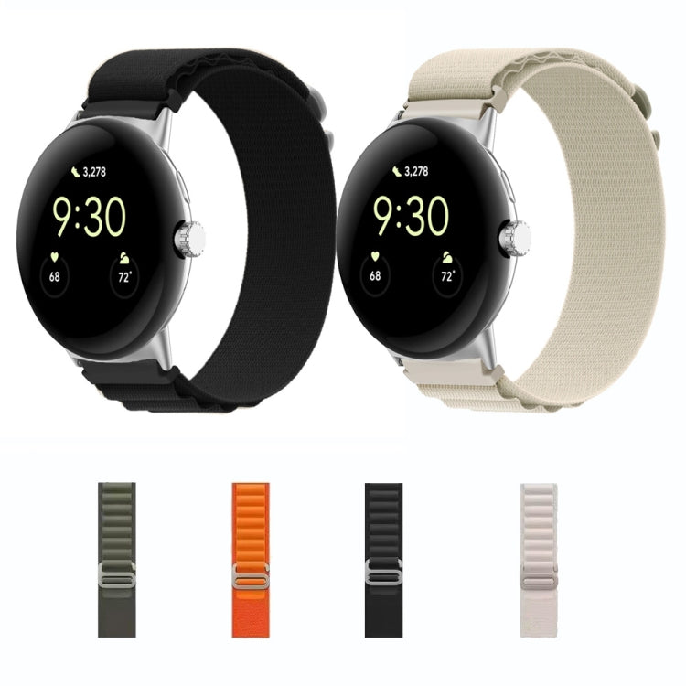 For Google Pixel Watch Nylon Loop Silver Connector Watch Band(Starlight Color) by bashfashion