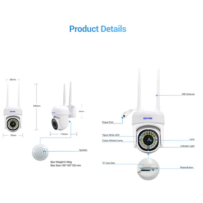 ESCAM PVR007 3MP Smart HD WiFi Camera Support Full Color Night Vision / Motion Detection / Sound Alarm / TF Card(UK Plug) by ESCAM