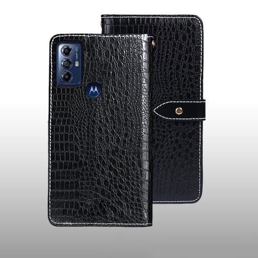 For Motorola Moto G Play 2023 idewei Crocodile Texture Leather Phone Case(Black) by idewei