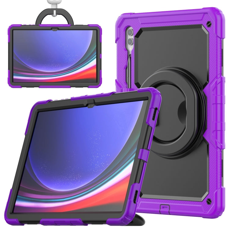 For Samsung Galaxy Tab S10 Ultra D Type Silicone Hybrid PC Tablet Case with Handle Holder(Purple) by bashfashion