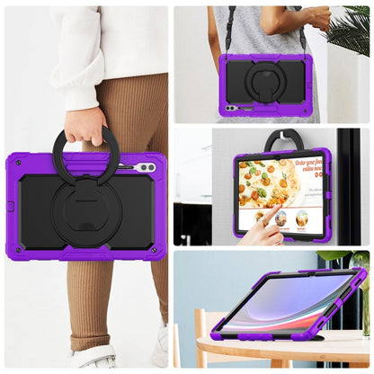 For Samsung Galaxy Tab S10 Ultra D Type Silicone Hybrid PC Tablet Case with Handle Holder(Purple) by bashfashion