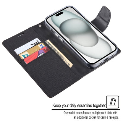 For iPhone 15 GOOSPERY CANVAS DIARY Fabric Texture Flip Leather Phone Case(Grey) by GOOSPERY