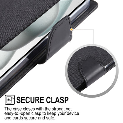 For iPhone 15 Plus GOOSPERY CANVAS DIARY Fabric Texture Flip Leather Phone Case(Green) by GOOSPERY