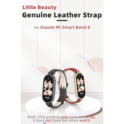 For Xiaomi Smart Band 10 / 9 / 8 Mijobs First Layer Cowhide Watch Band(Apricot Rose Gold) by MIJOBS