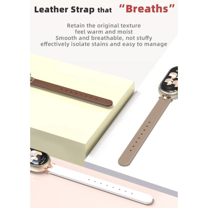 For Xiaomi Smart Band 10 / 9 / 8 Mijobs First Layer Cowhide Watch Band(Apricot Rose Gold) by MIJOBS