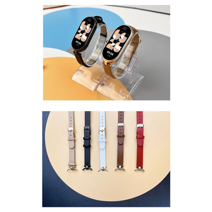 For Xiaomi Smart Band 10 / 9 / 8 Mijobs First Layer Cowhide Watch Band(Apricot Rose Gold) by MIJOBS