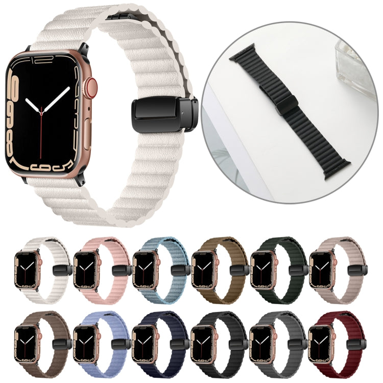 For Apple Watch Series 5 44mm Water Ripple Magnetic Folding Buckle Watch Band, Style: Bold Version(Light Brown) by bashfashion