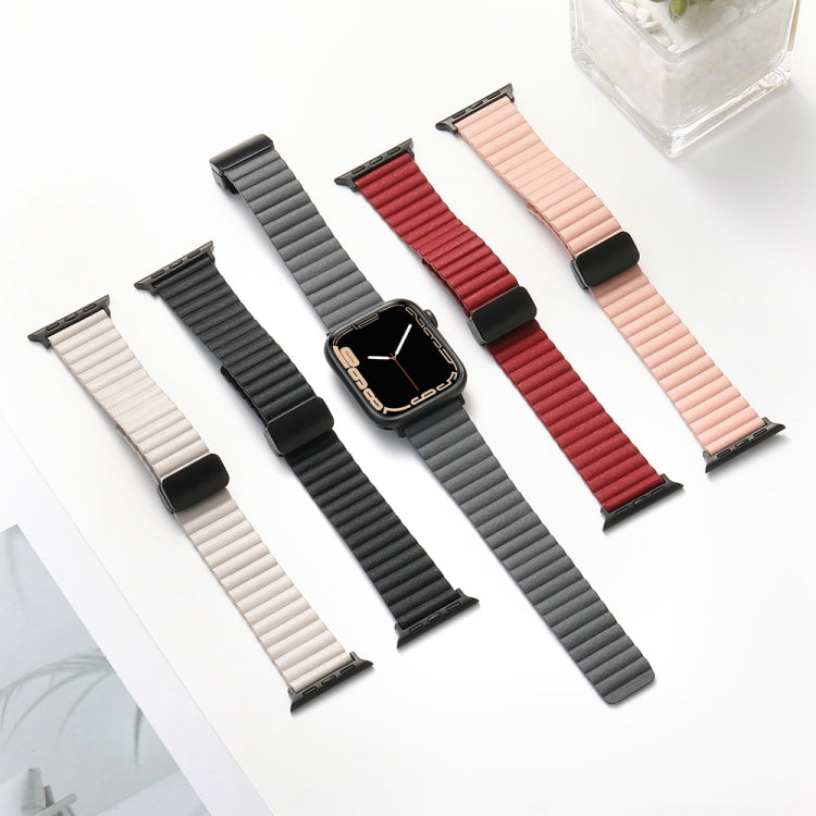 For Apple Watch Series 5 40mm Water Ripple Magnetic Folding Buckle Watch Band, Style: Bold Version(Light Brown) by bashfashion