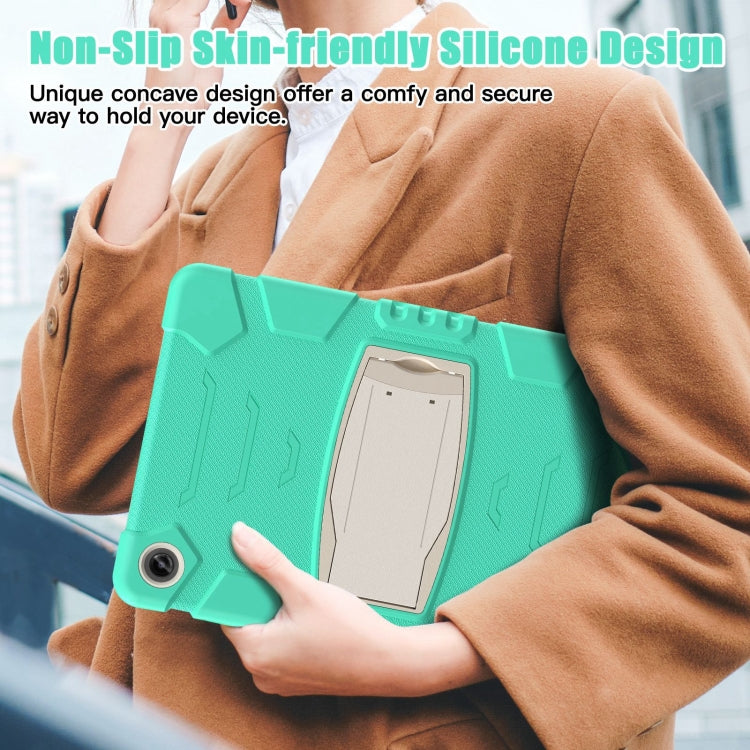 For Samsung Galaxy Tab A9+ / X210 PC Hybrid Silicone Tablet Case with Holder(Mint Green) by bashfashion