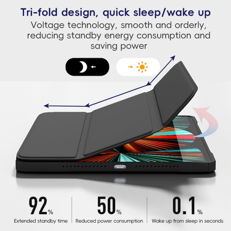 For iPad Pro 11 2022 / 2021 / 2020 ZGA Tri-Fold Voltage Smart Leather Tablet Case(Ice Blue) by ZGA