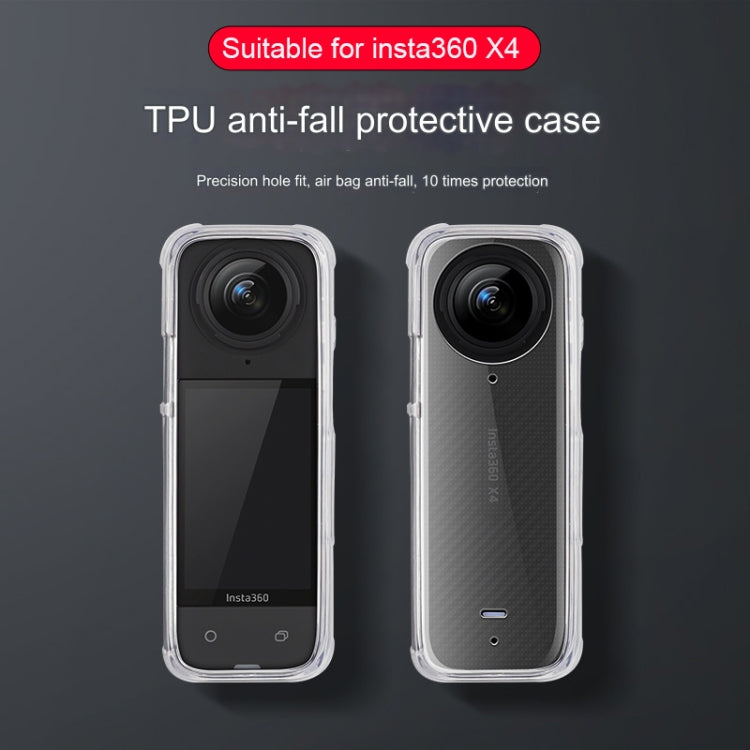 For Insta360 X4 Clear 1.5mm Soft TPU Protective Case With Hand Strap(Clear Black) by bashfashion