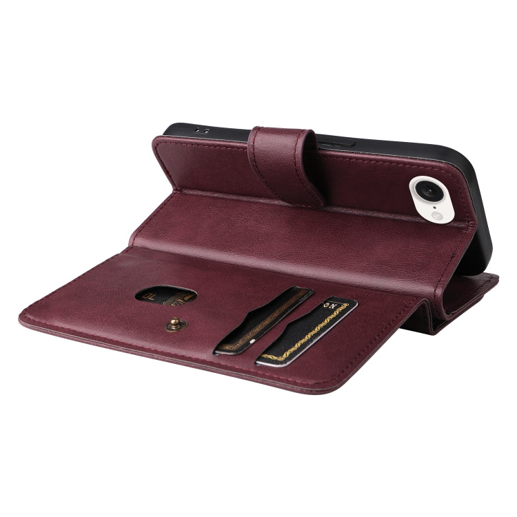 For iPhone 16e Multi-Function Wallet 10 Card Slots Leather Phone Case(Claret) by bashfashion