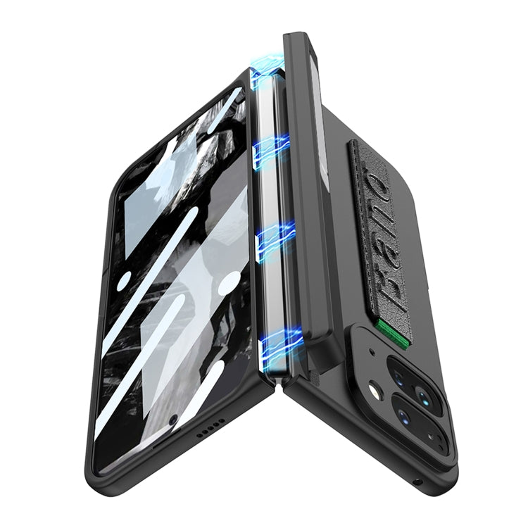 For Google Pixel 9 Pro Fold GKK Integrated Fold Hinge Wrist Strap Phone Case with Holder(Black) by GKK