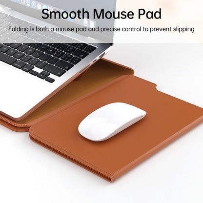 Multifunctional Laptop PU Magnetic Stand Split Liner Bag with Mouse Pad Function, Size:15 inch(Dark Green) by bashfashion