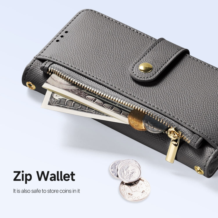 For Samsung Galaxy S25+ 5G DUX DUCIS Lawa Series 2 in 1 Wallet Zipper Detachable MagSafe Phone Case with Lanyard(Grey) by DUX DUCIS