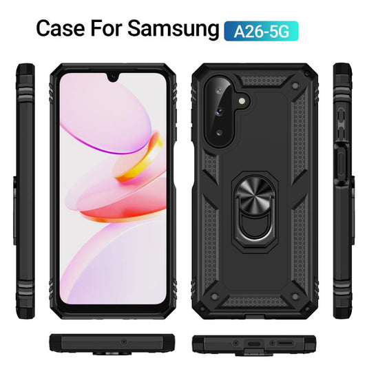 For Samsung Galaxy A26 5G / A17 5G Shockproof TPU + PC Phone Case with Holder(Black) by bashfashion