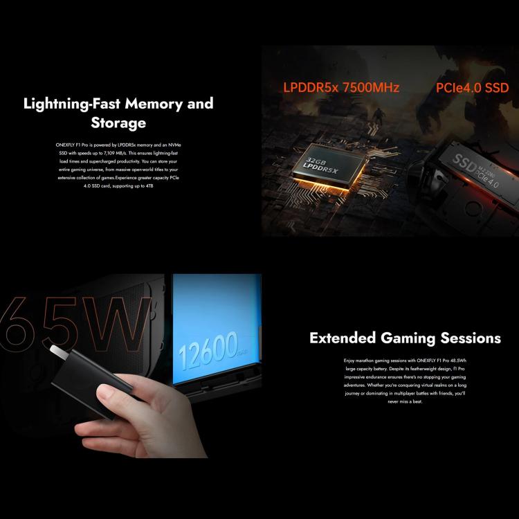 ONE-NETBOOK OneXPlayer F1 Pro 7 inch Handheld Game Console, 32GB+1TB, Windows 11 AMD Ryzen AI 9 365 CPU(US Plug) by ONE-NETBOOK