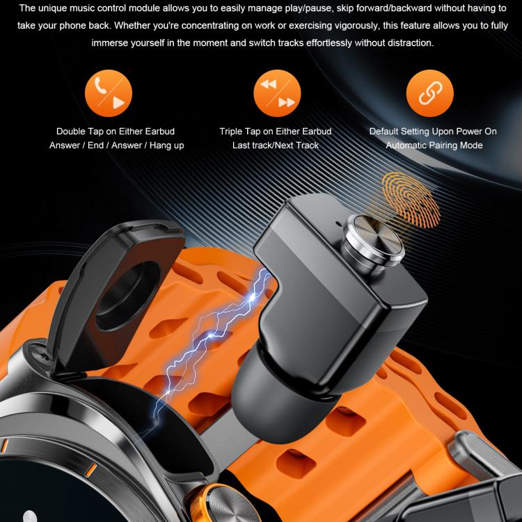 GT98 1.53 inch 2 in 1 Bluetooth Headphone IP67 Waterproof Smart Watch Supports Blood Oxygen Monitoring(Black) by bashfashion