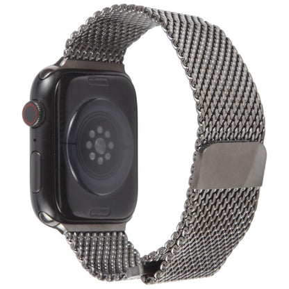 For Apple Watch 46mm / 49mm / 45mm / 44mm Double-section Magnetic Milanese Titanium Watch Band(Titanium Color) by bashfashion