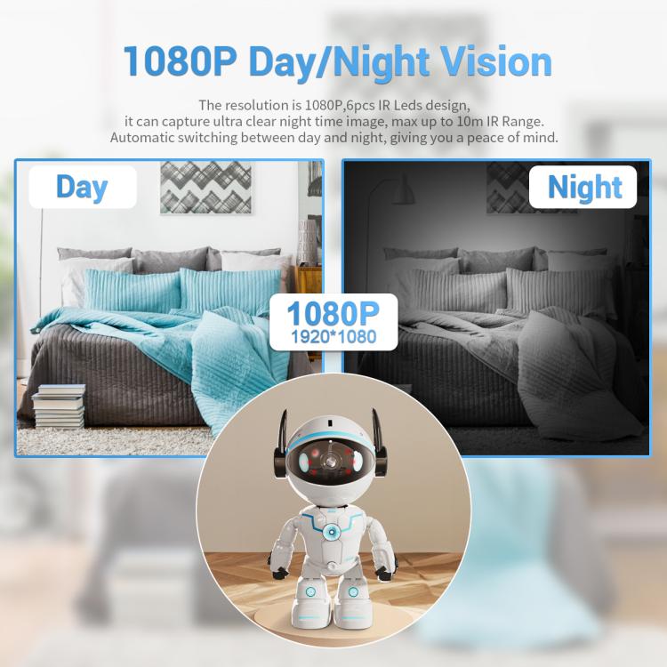 ESCAM PT205 5G WiFi Smart Robot Wireless AI Automatic Tracking Camera, Two Way Audio / Night Nersion, Plug:AU Plug(White) by ESCAM