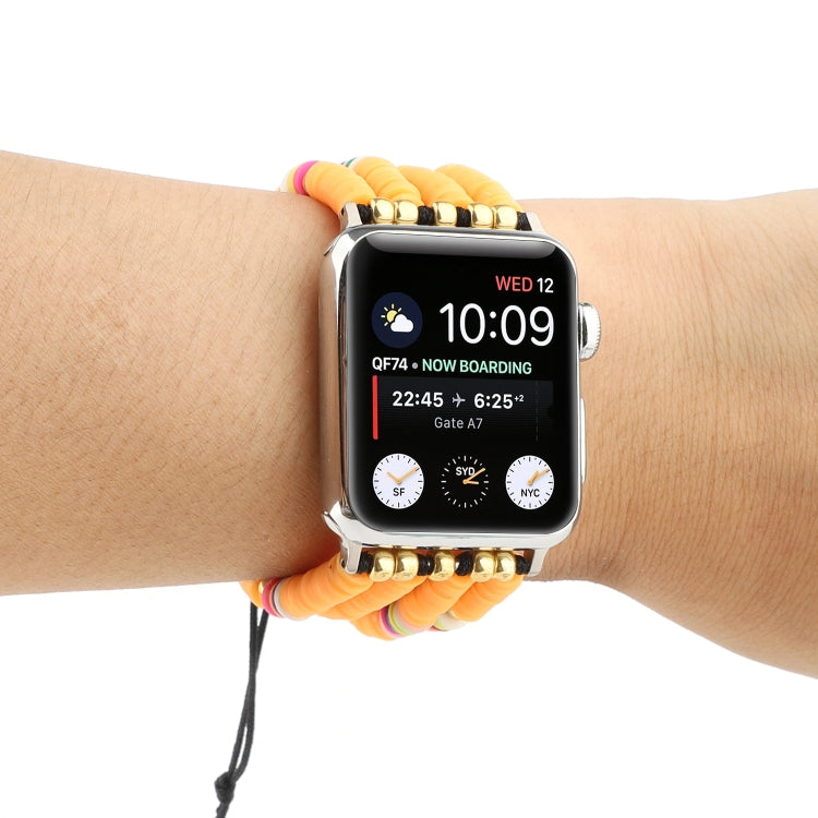 Bohemian Style Soft Ceramic Beaded Strap For Apple Series 7 41mm / 6 & SE & 5 & 4 40mm / 3 & 2 & 1 38mm(Yellow) by bashfashion