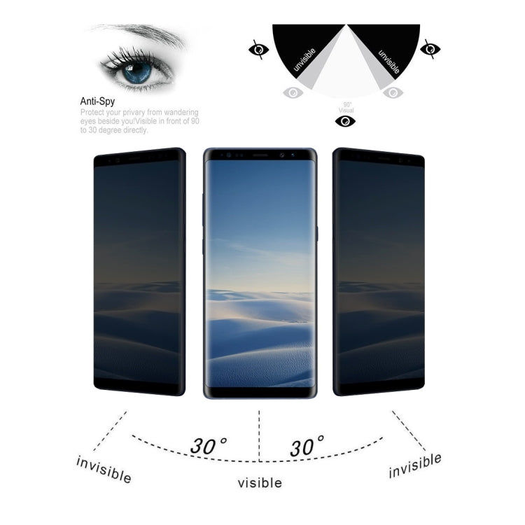 For Galaxy Note 8 0.26mm 9H Surface Hardness 3D Curved Privacy Anti-glare Non-full Screen Tempered Glass Screen Protector(Black) by bashfashion
