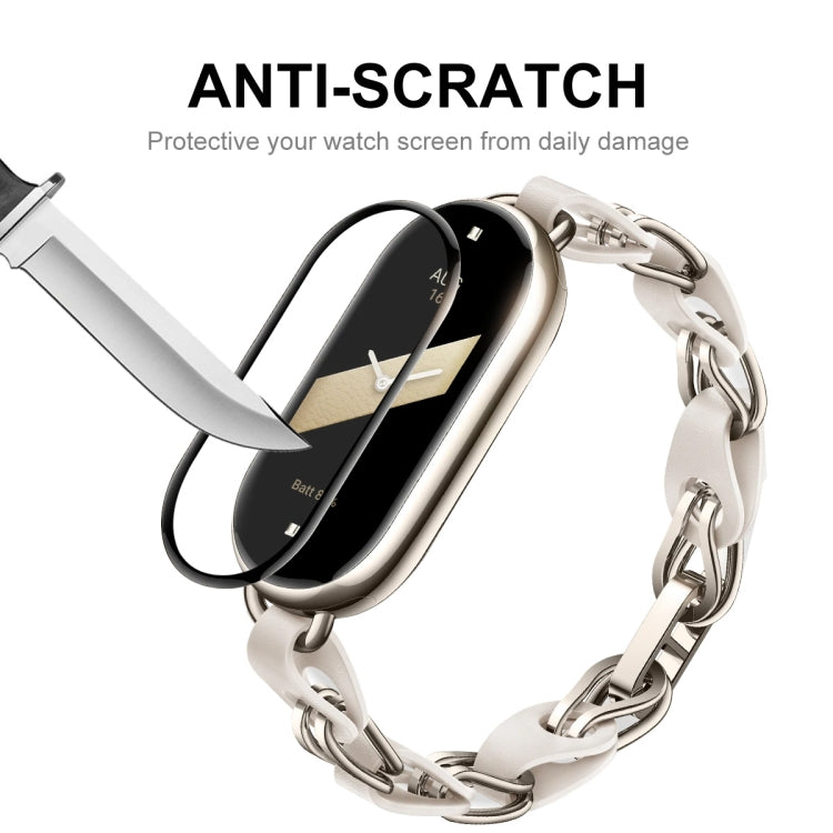 For Xiaomi Mi Band 8 ENKAY Hat-Prince 2 in 1 Set Full Coverage Screen Protector + Elastic Braided Nylon Watch Band(Black White) by ENKAY