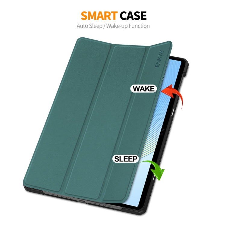 For Honor Pad X8 Pro / X9 11.5 ENKAY Tri-fold Custer Texture Leather Smart Tablet Case(Grey) by ENKAY